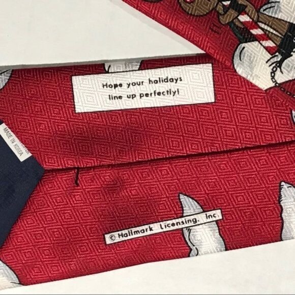 Hallmark Christmas Collection Novelty Tie 1990's Santa Golfing Rudolph 59" - Picture 9 of 11